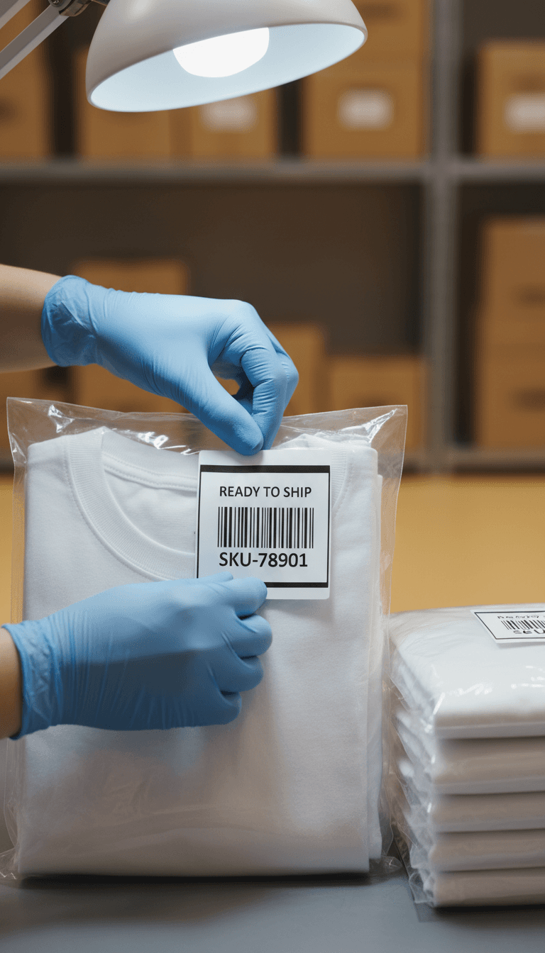 Applying a barcode label to a product for Amazon FBA